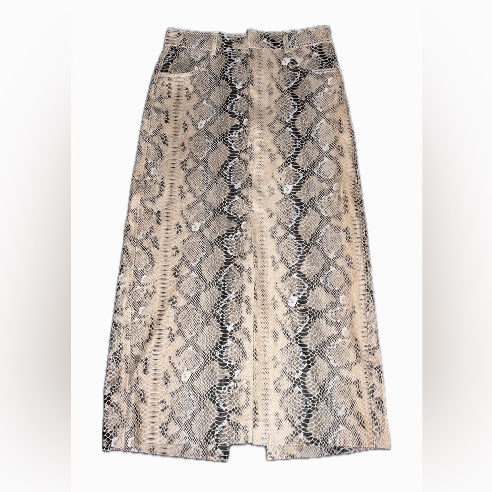 Zara Beige Snake Print Knee Length Skirt Size Small